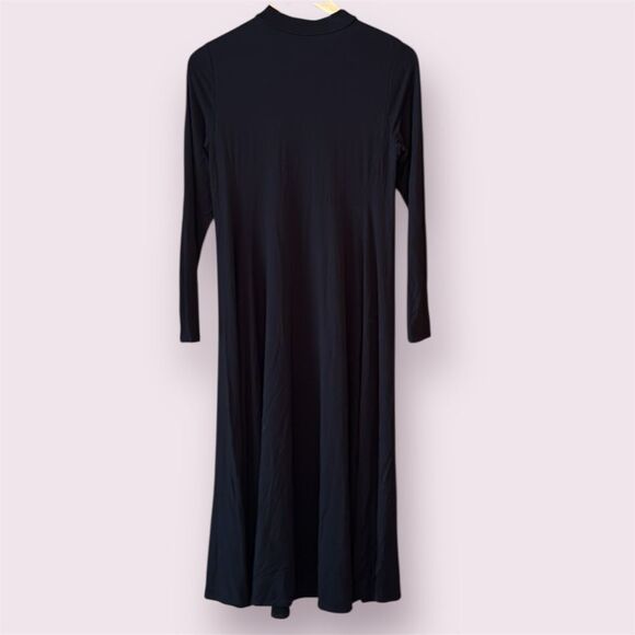 EILEEN FISHER Stretch Jersey Mock Neck Long Sleeve Midi Dress - Picture 1 of 8